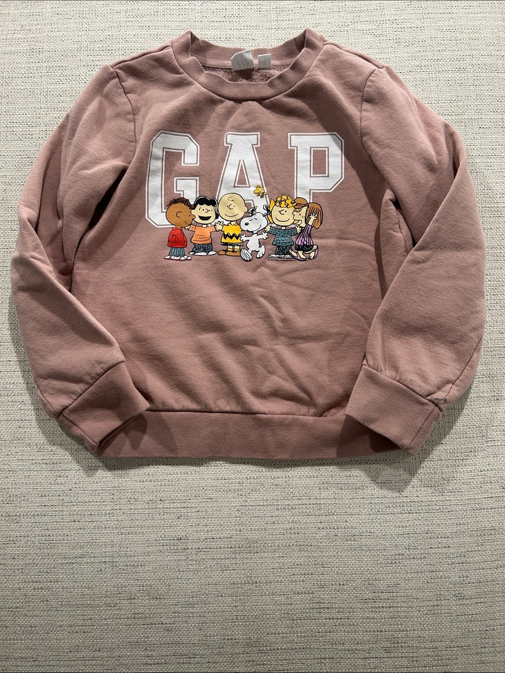 GAP Pink Peanuts Crewneck Sweatshirt with Character Graphic
